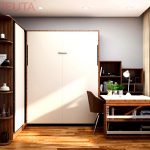 Giường thông minh kết hợp bàn làm việc và tủ quần áo - Walnut