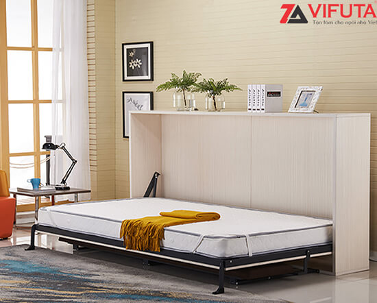 Giường ngủ gắn tường thông minh H1500 – 333.H150MO có hệ thống pittong nâng hạ nhẹ nhàng, êm ái