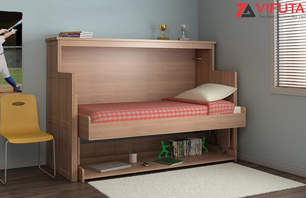 Toàn bộ khung giường gắn tường thông minh làm từ gỗ MFC chống cong vênh mối mọt