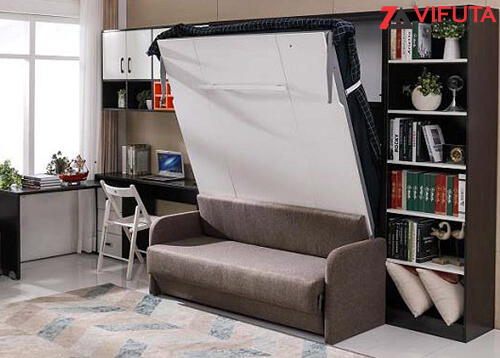 Thiết kế nâng hạ linh hoạt của giường kết hợp sofa giúp tiết kiệm diện tích