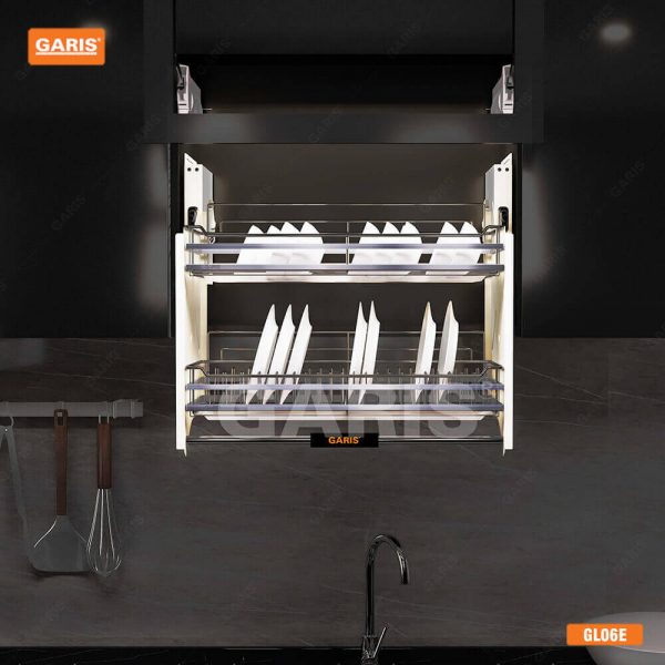 Giá bát đĩa nâng hạ tủ bếp trên Garis – GL06. 80E