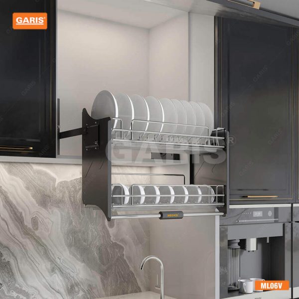 Giá bát đĩa nâng hạ tủ bếp trên Garis – ML06. 80V