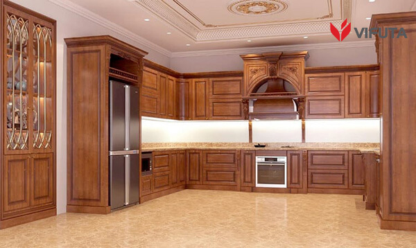 Không gian bếp ấm cúng hơn với vật liệu gỗ tự nhiên