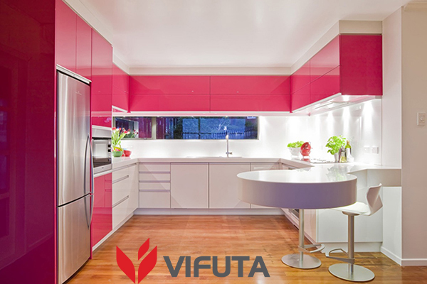 tủ bếp chất liệu Acrylic đẹp hiện đại