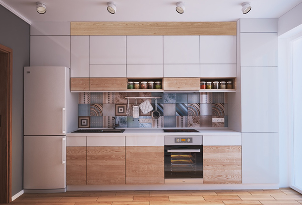 mẫu tủ bếp hình chữ i dài 3m cho nhà bếp nhỏ