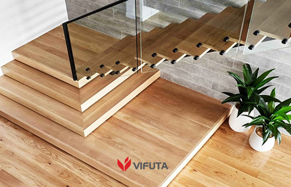 Bậc cầu thang bằng gỗ Melamine Plywood đẹp hiện đại nhất - Vifuta