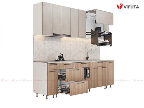Mẫu tủ bếp tiêu chuẩn dài 2m8 Module tủ bếp tiêu chuẩn 2m8 VAIMS23004