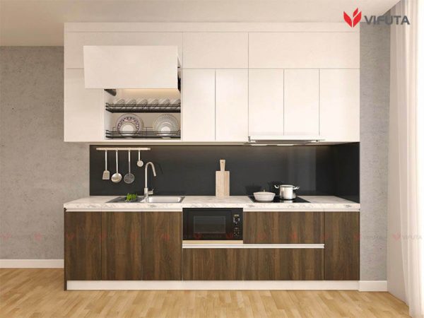 Tủ bếp melamine kết hợp acrylic chữ i VAIMA22013