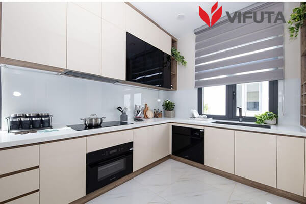 Tủ bếp chữ L có máy rửa bát